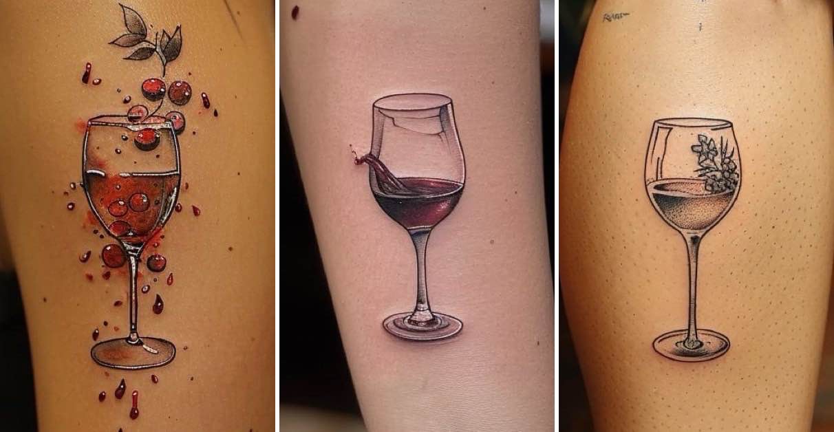 tatuagens de copos de vinho